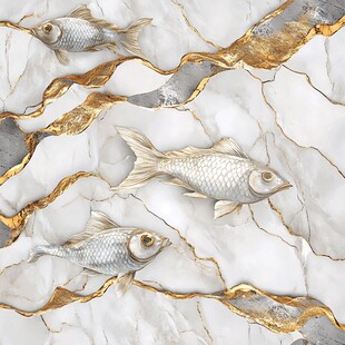 现代鲤鱼壁画