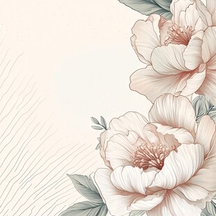 手绘质感牡丹花