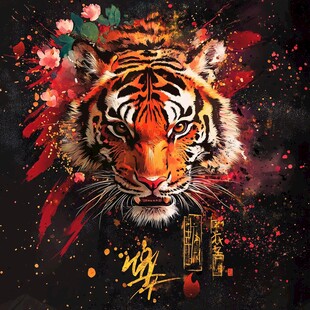 手绘设计寅虎贺图