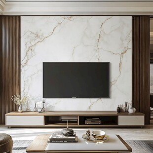 新中式大理石电视背景
