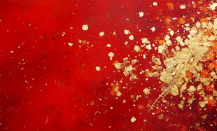 红色背景金粉