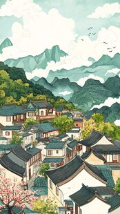 纳西族城市插画