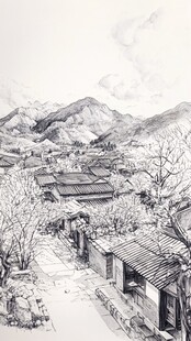 束河古镇插画