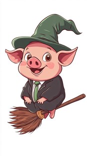 骑扫把的小牛形象