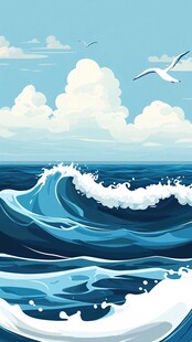 波涛海浪插画