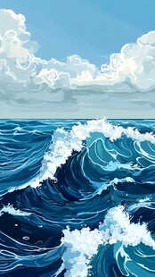 波涛海浪插画