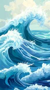 波涛海浪插画