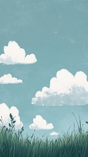 插画蓝天白云