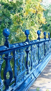 石栏杆树荫阳光