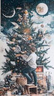 圣诞节日原创插画高端