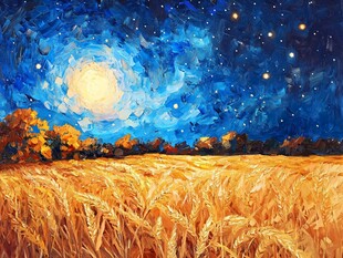 月夜油画