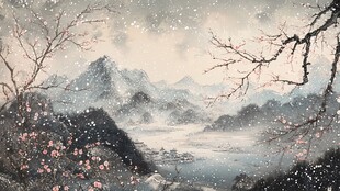 冰雪红梅插画