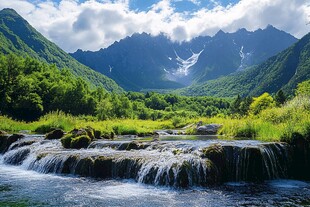 唯美风景山间流水