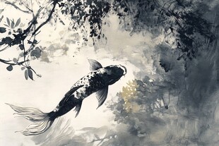 锦鲤水墨画