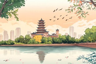 江南大学插画宣传背景
