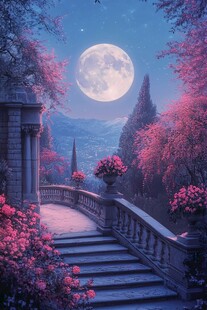 粉色的奇幻风景