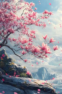 唯美山花意境桃花