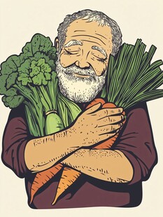 欧美卖菜人物手绘