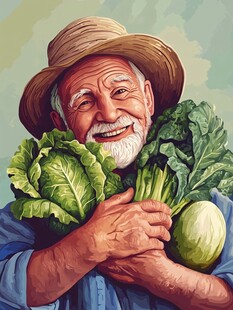 欧美卖菜人物手绘