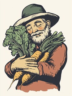 欧美卖菜人物手绘