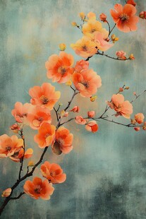 古风油画质感花卉