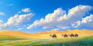 阿拉善插画宣传背景