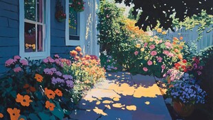 墙角的花园花园插画