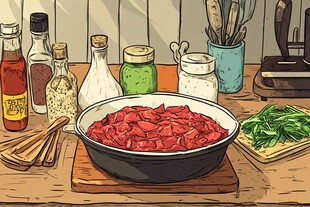 牛肉酱插画