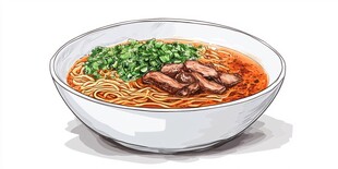 红烧牛肉面插画