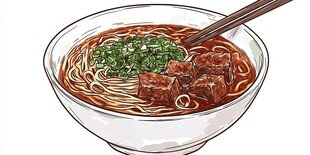 红烧牛肉面插画