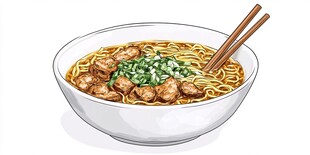 牛肉丸面美食插画