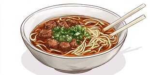 红烧牛肉面插画