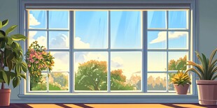 窗台插画