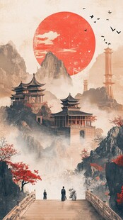 新中式楼阁皇宫山水