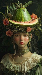 水果姑娘插画绘画