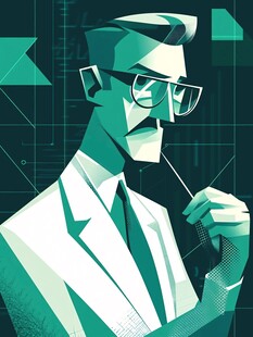 卡通冷峻侦探头像