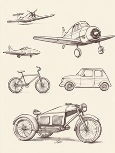 交通工具手绘