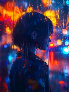 雨中人像