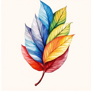 树叶渐变手绘