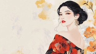 复古风美女插画