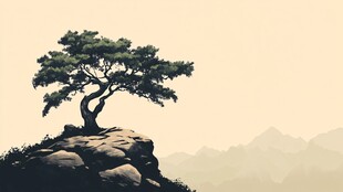 古典古风复古迎客松