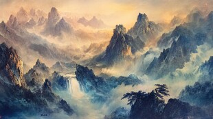 锦绣山河油画