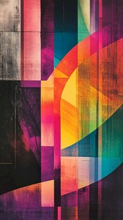 抽象线条色块装饰画