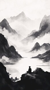 禅意古风山水插画