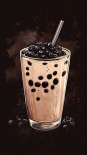 手绘珍珠奶茶