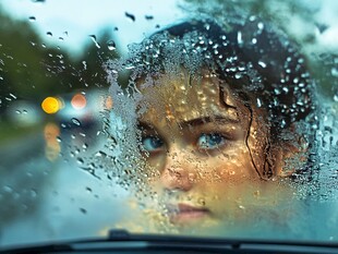 汽车里看雨