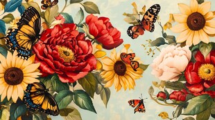 花卉蝴蝶背景墙