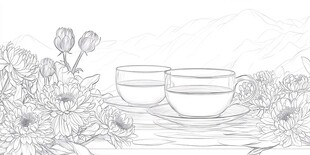 菊花茶包装插画