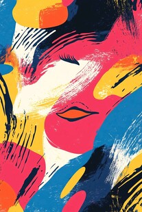 人脸色块拼接装饰画