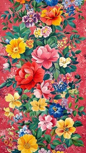 彩色民族风花草花卉